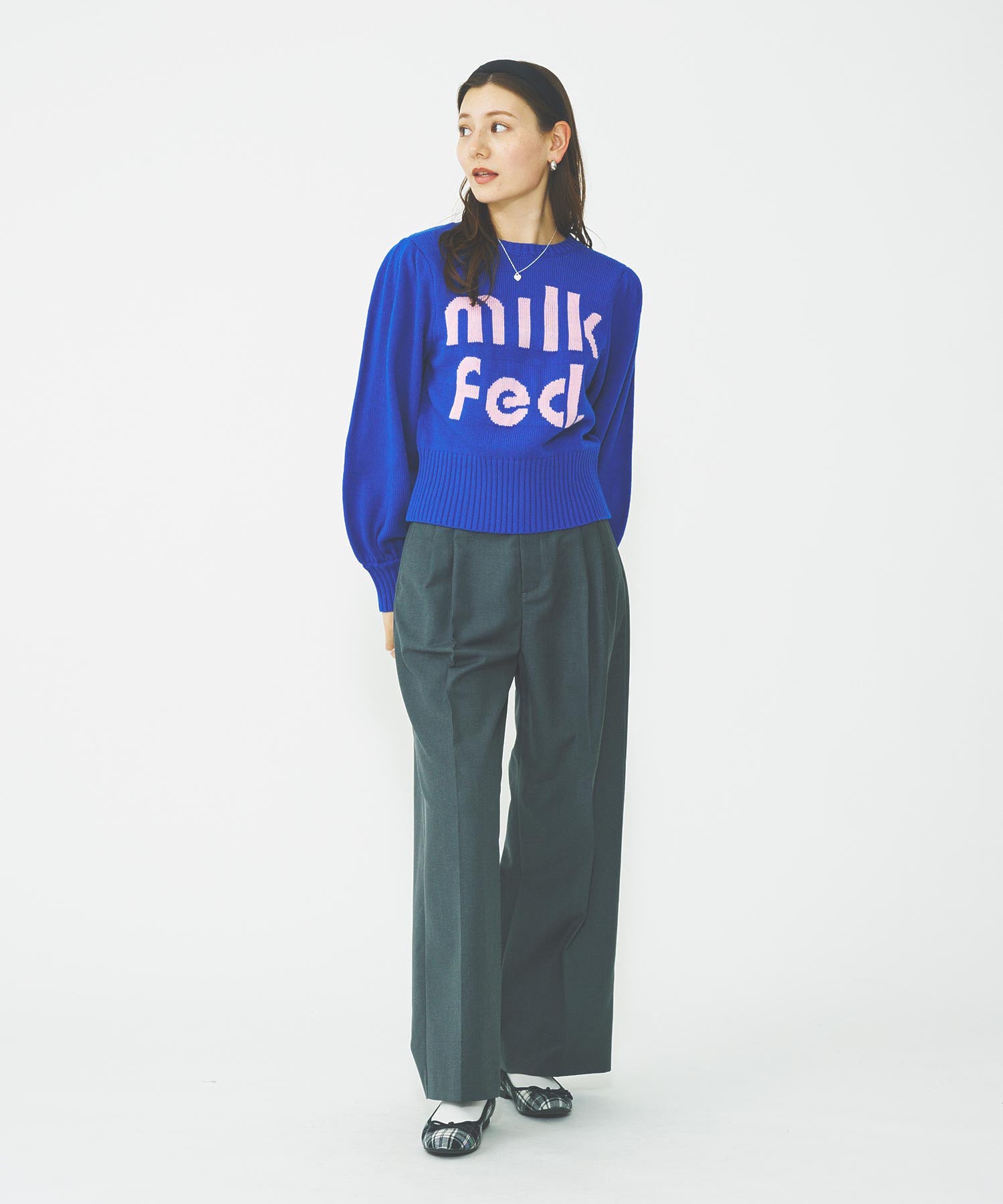 MILKFED LOGO KNIT TOP