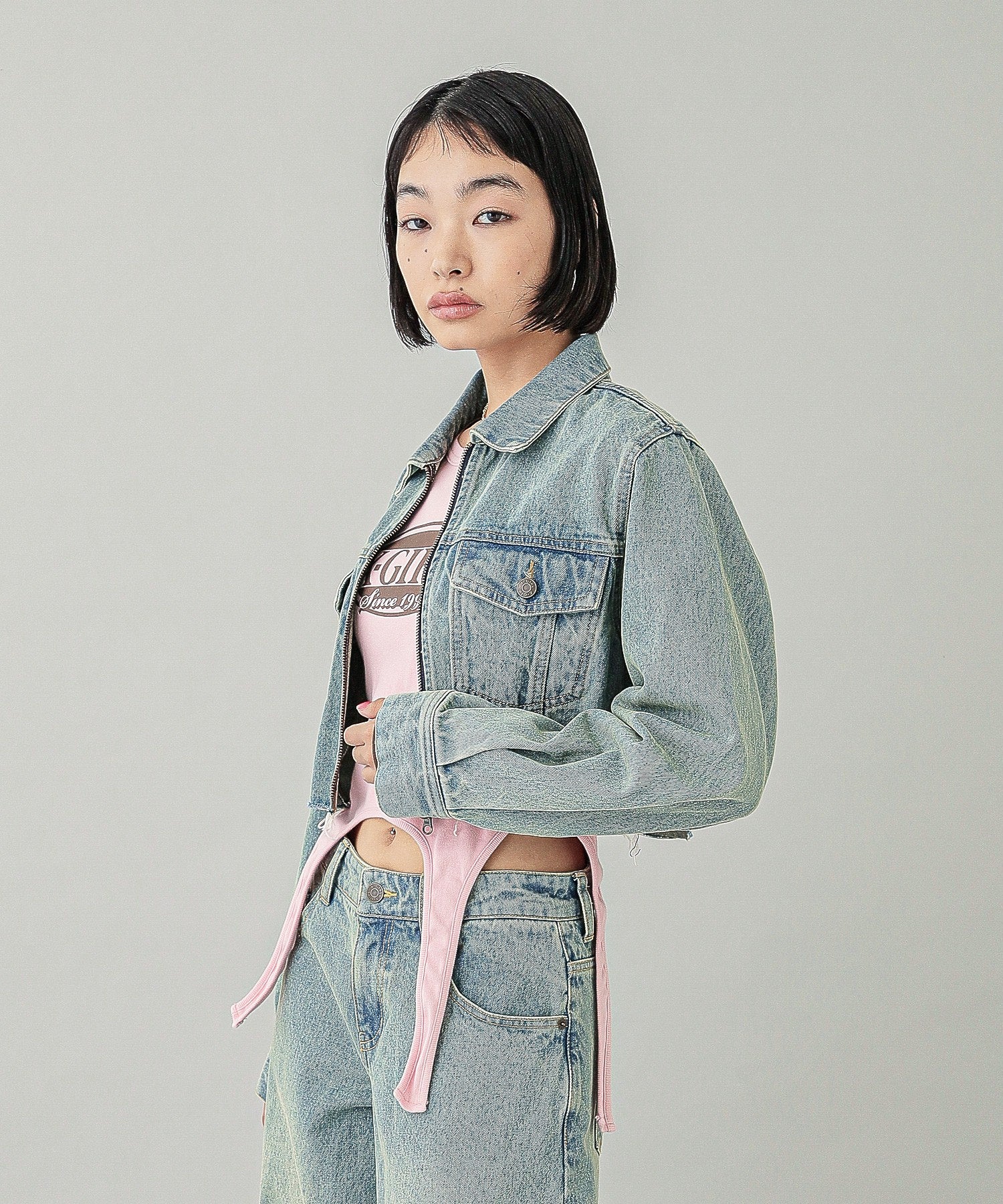 OVERDYED ZIP UP DENIM JACKET