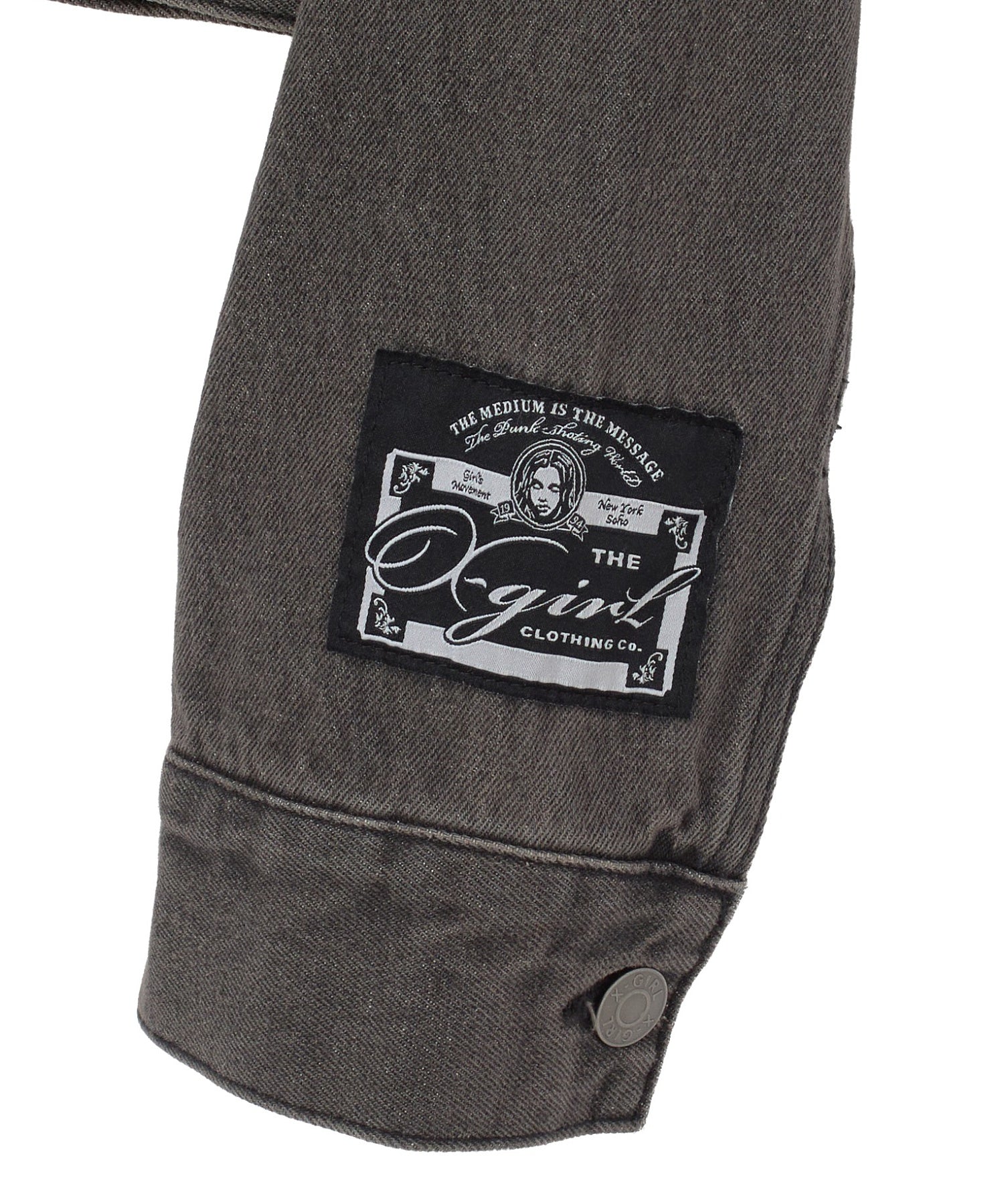 FADED FACE LABEL COMPACT DENIM JACKET