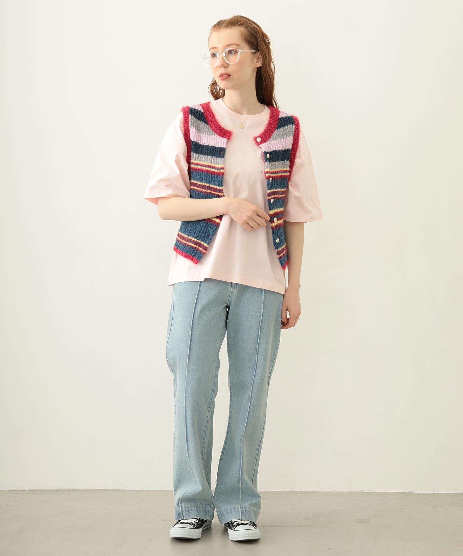 TWO-TYPE STRIPED KNIT VEST