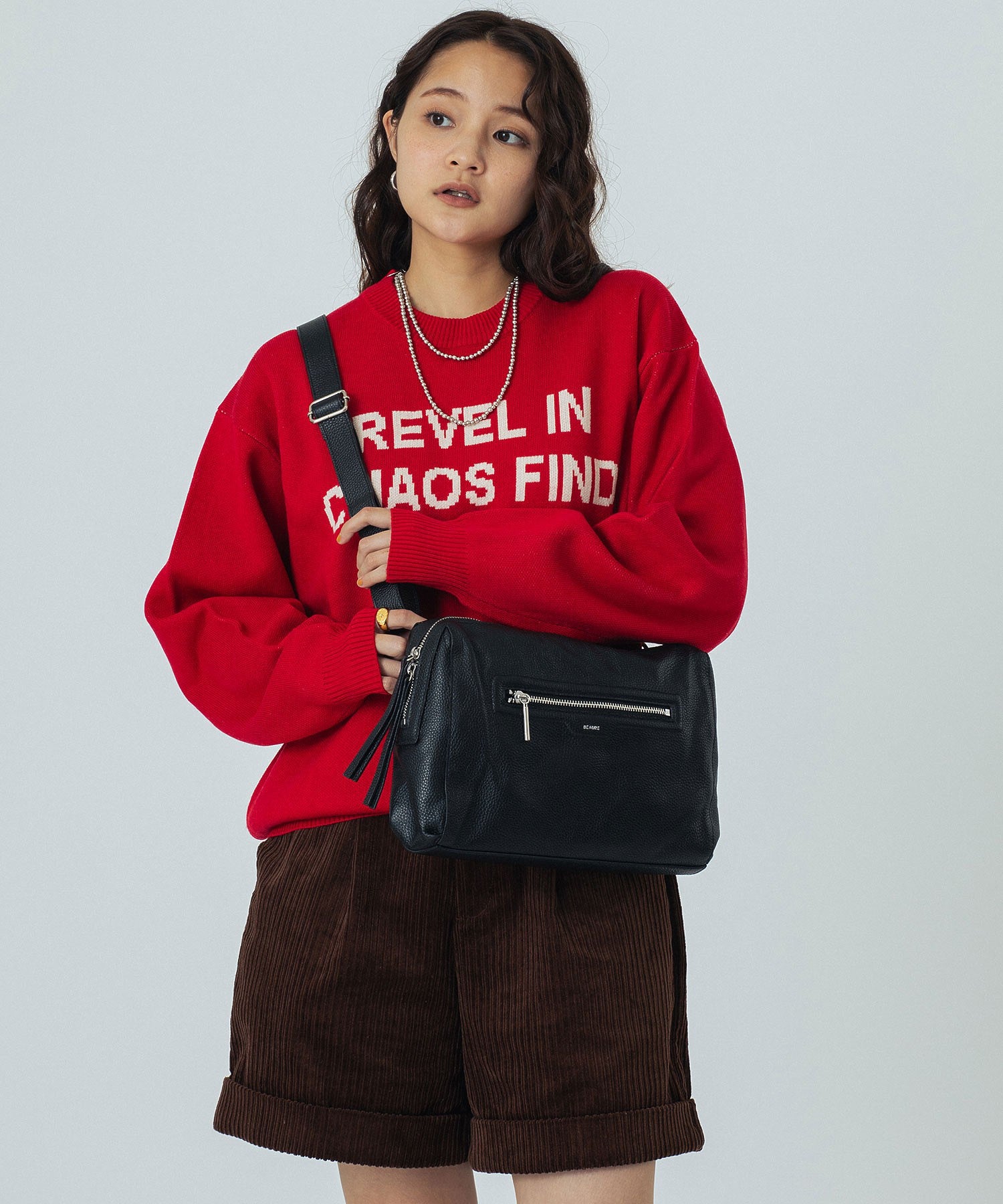 BEAURE/LEATHER BIG SHOULDER BAG