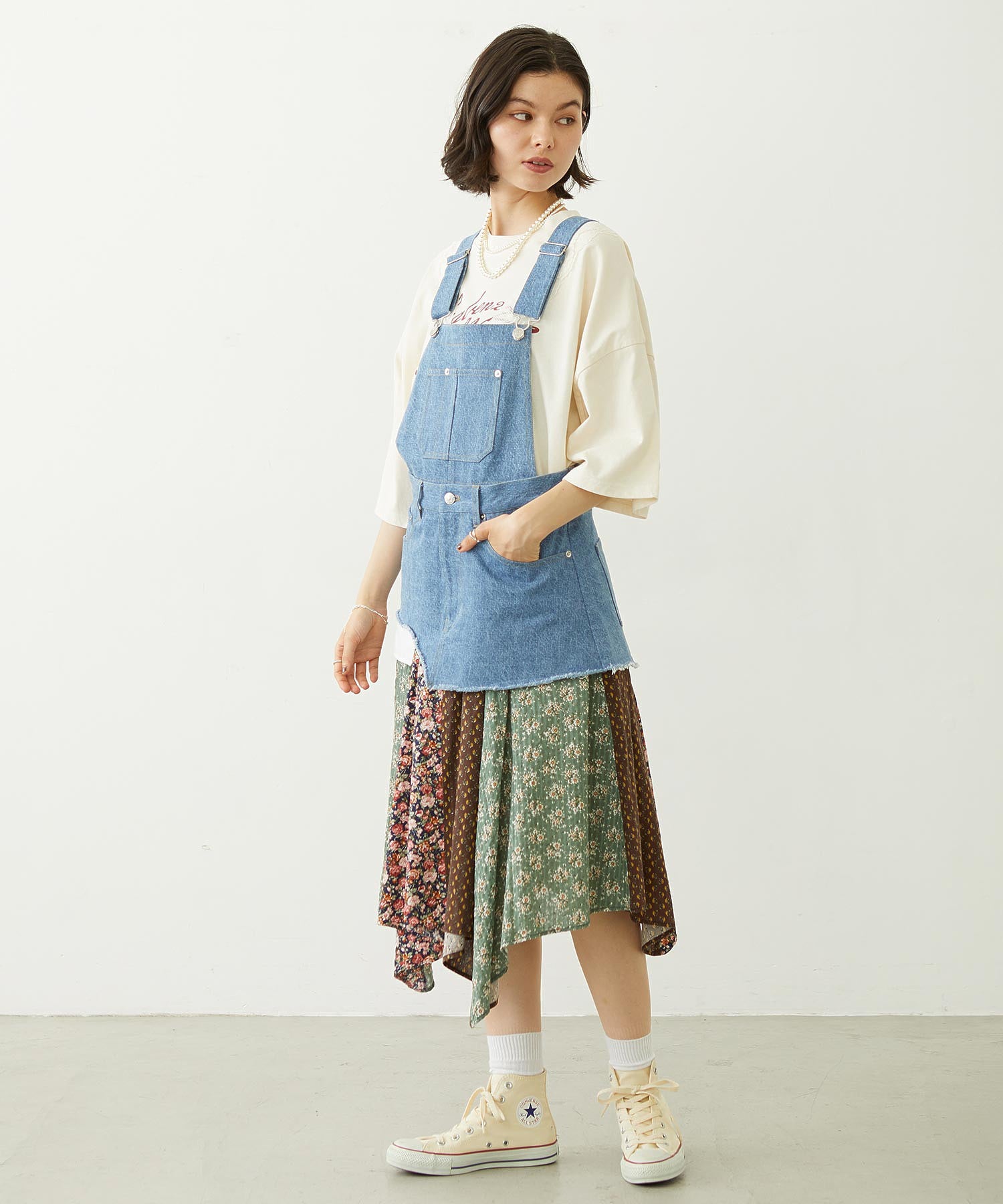 PATCHWORK OVERALL SKIRT