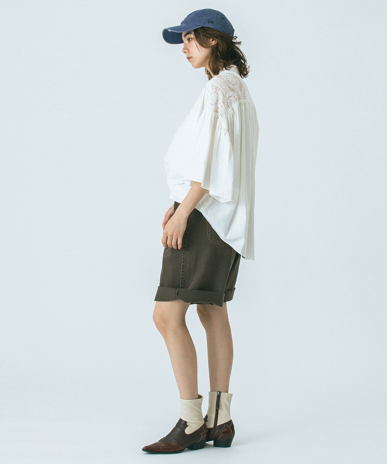 CREOLME/TUCK HALF PANTS