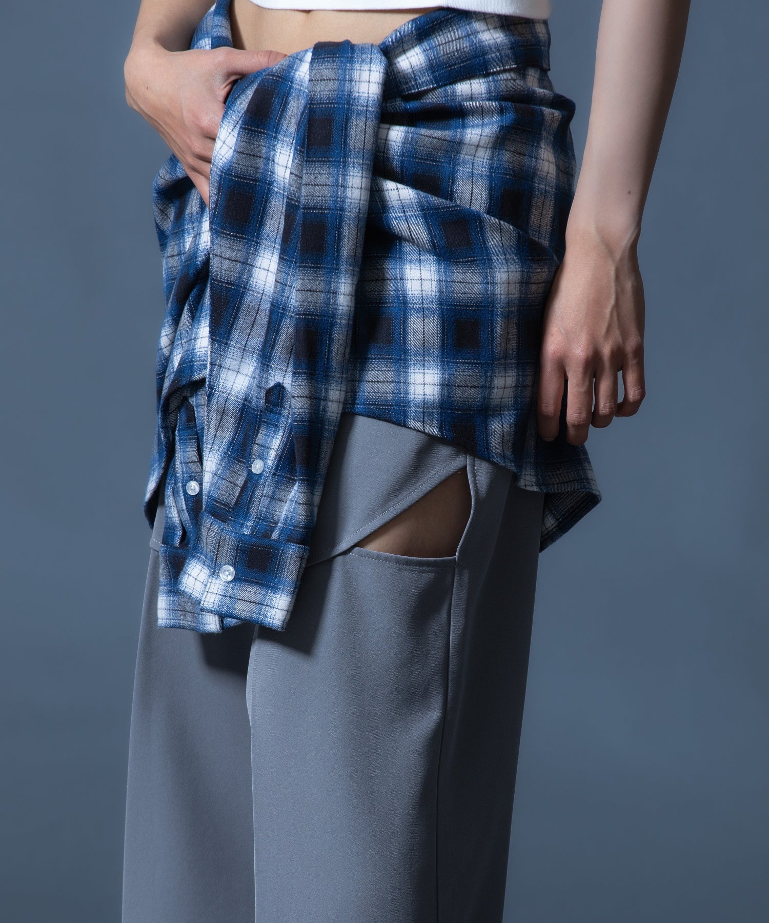 CURVED CUT PANELED PANTS