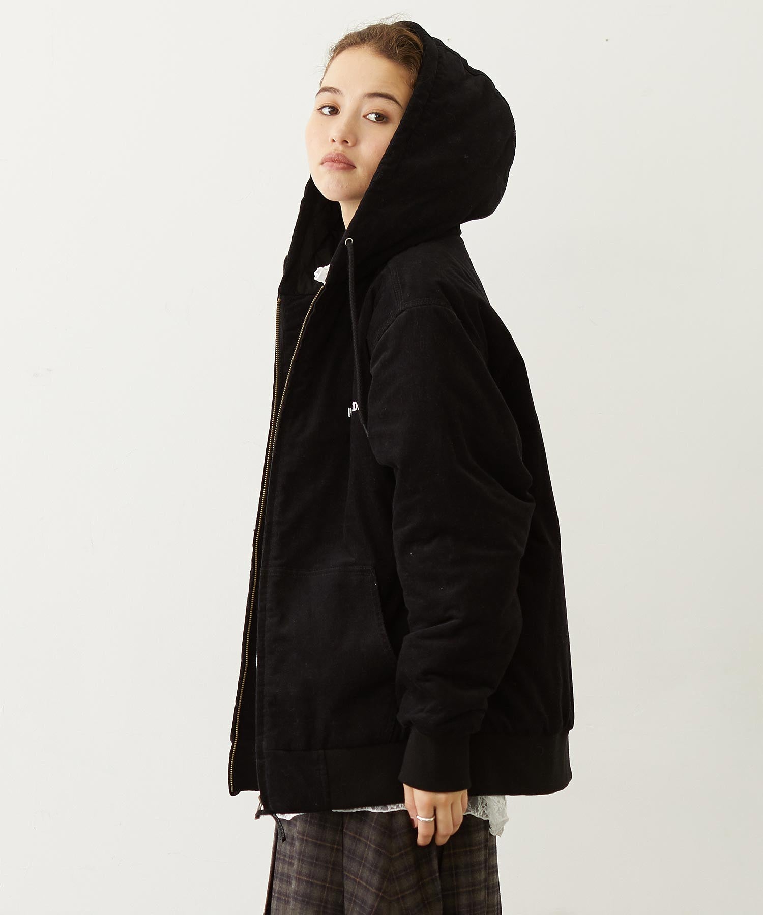 LOGO EMBROIDERED CORDUROY HOODED JACKET