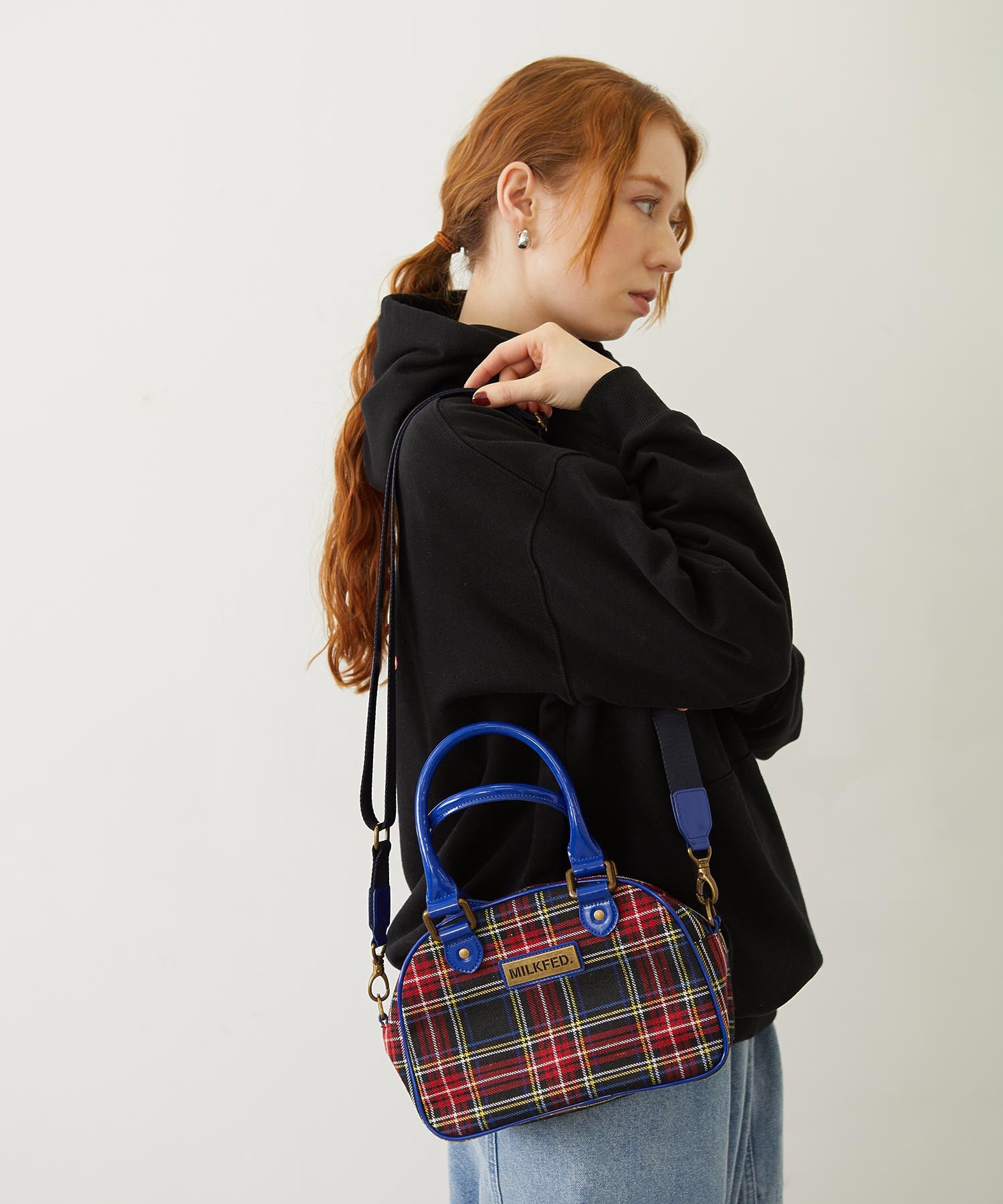 PLAID PATTERN BOSTON BAG