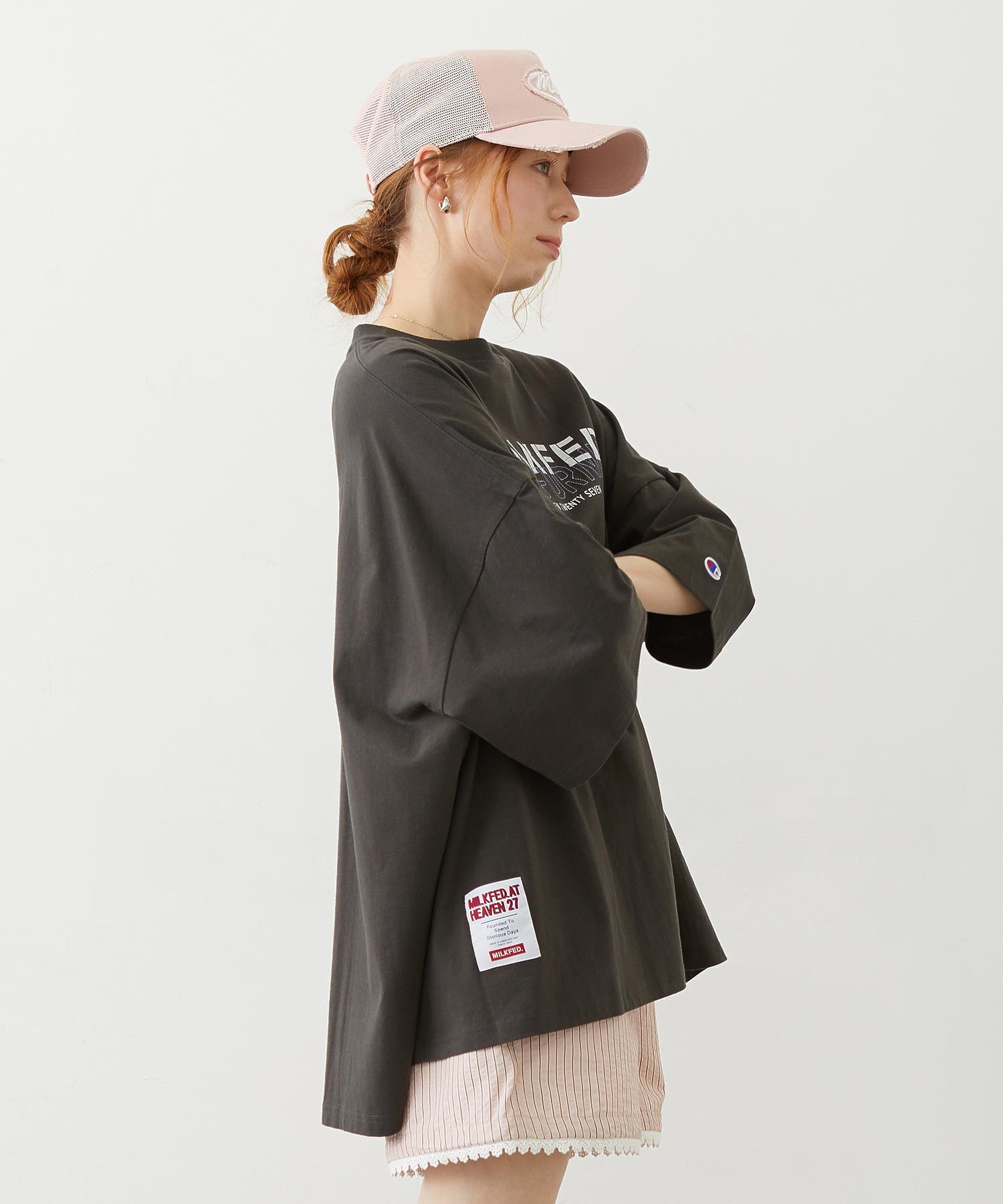 MILKFED.×CHAMPION LAYER LOGO BIG TEE