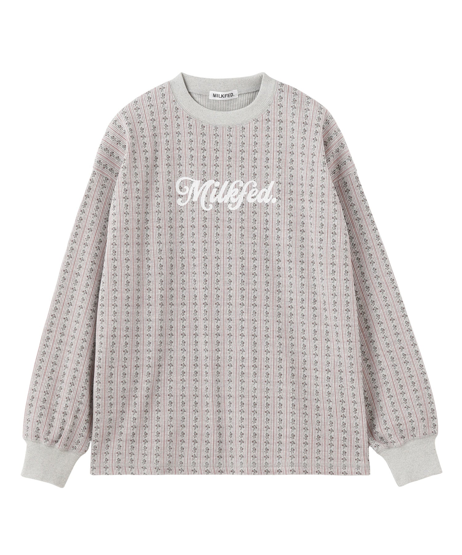 STRIPED FLOWER WAFFLE L/S TOP