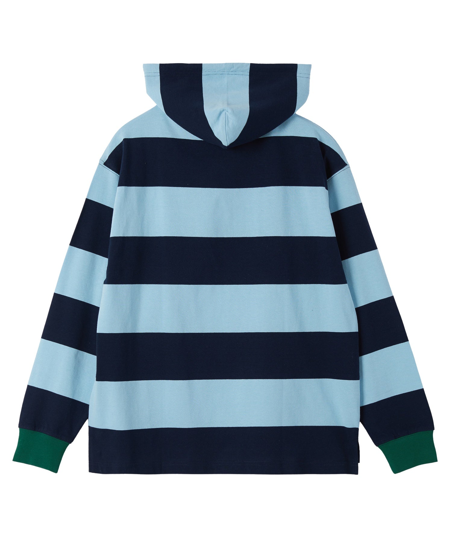 CONTRAST RIB STRIPED HOODED TOP