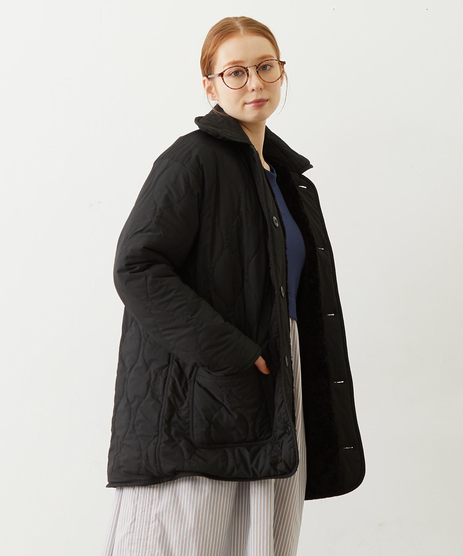 REVERSIBLE QUILTED LOGO LONG COAT