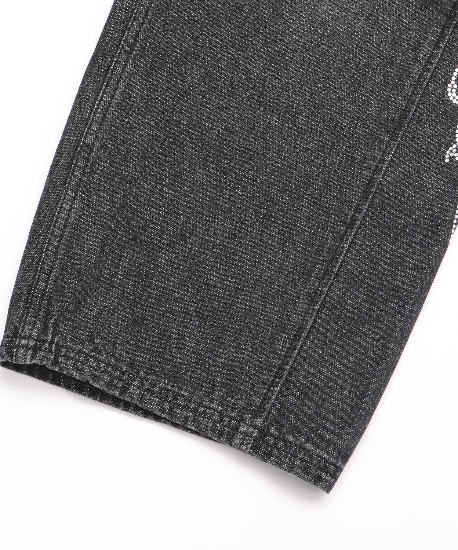 RHINESTONE LOGO LOOSE DENIM PANTS