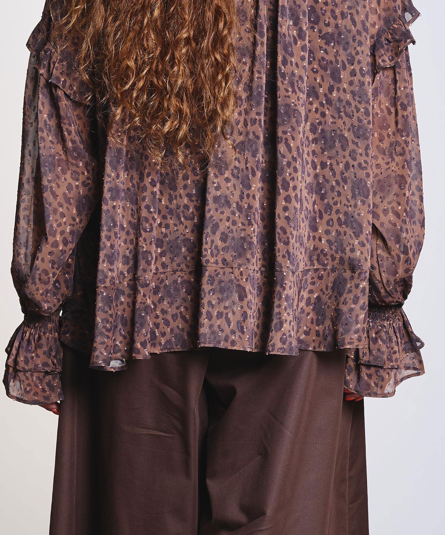 PRINTED BOW TIE BLOUSE