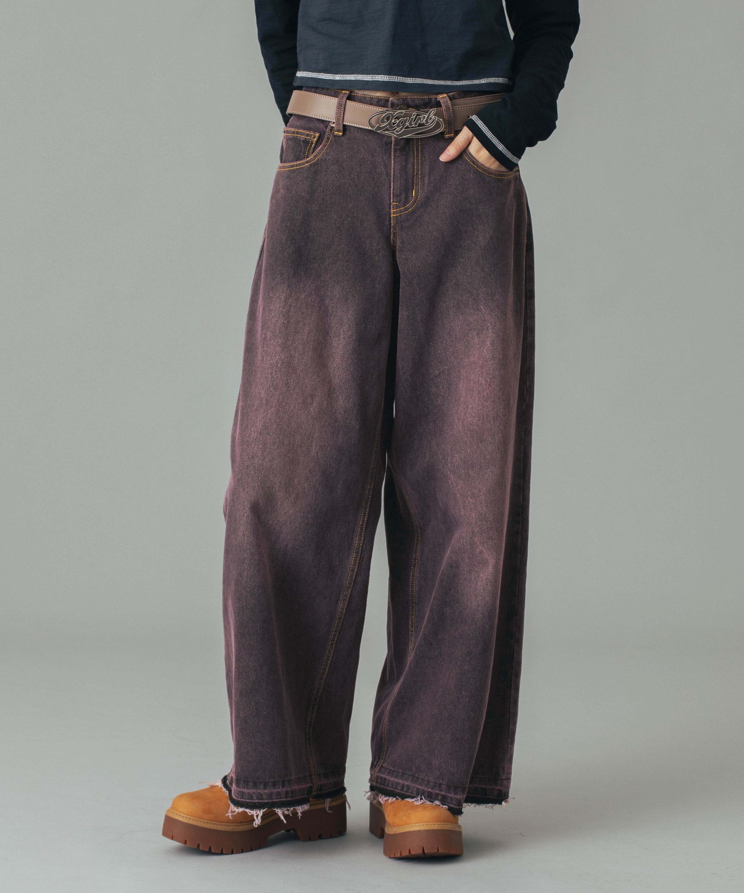 LOW RISE OVERDYED DENIM PANTS