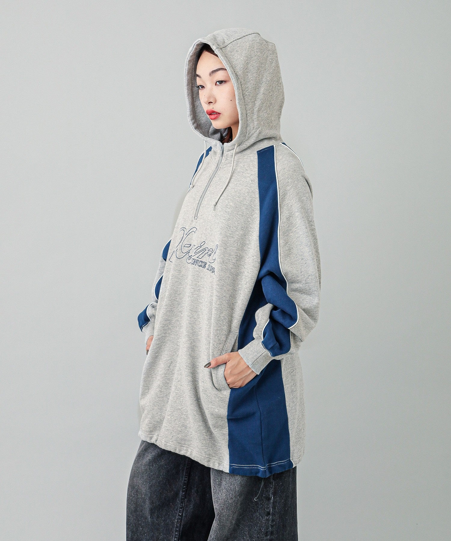 PANELED SWEAT ANORAK DRESS