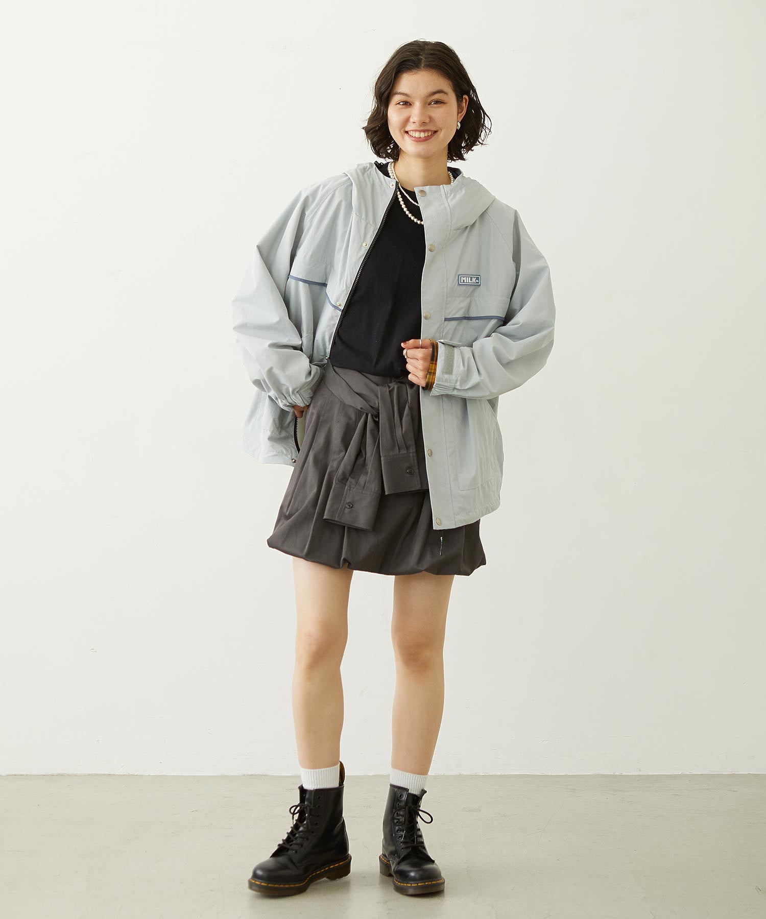PLAID SLEEVES L/S TOP