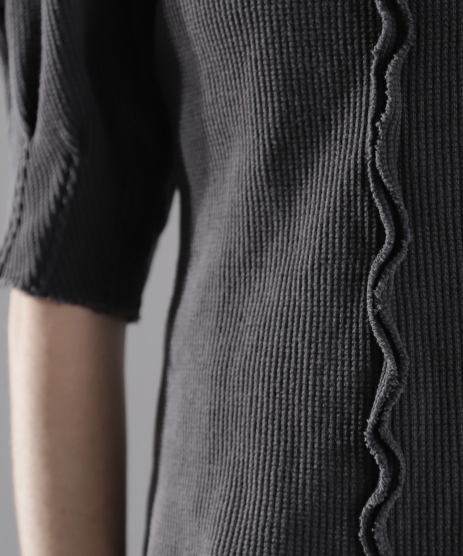 mici/ボリュームスリーブワッフルトップス