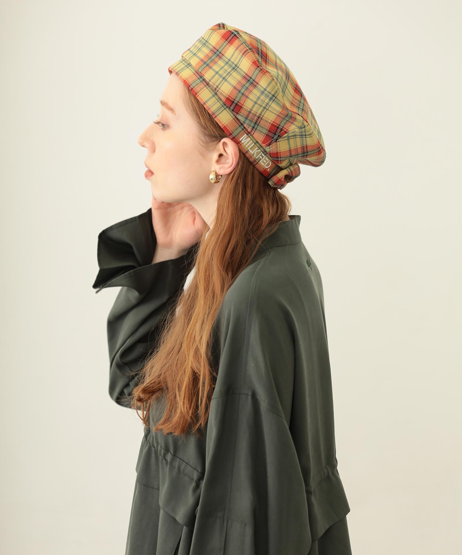 LOGO PLAID BERET