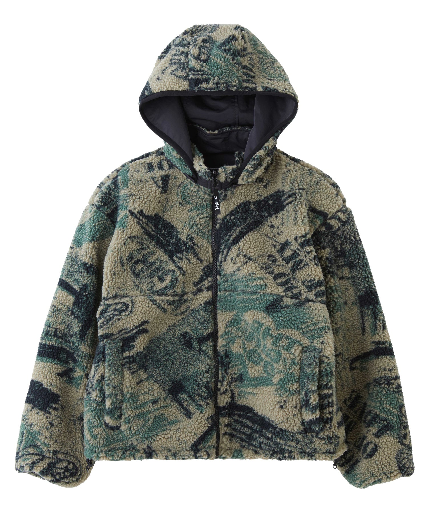 BRUSHED COLLAGE GRAPHIC REVERSIBLE BOA BLOUSON