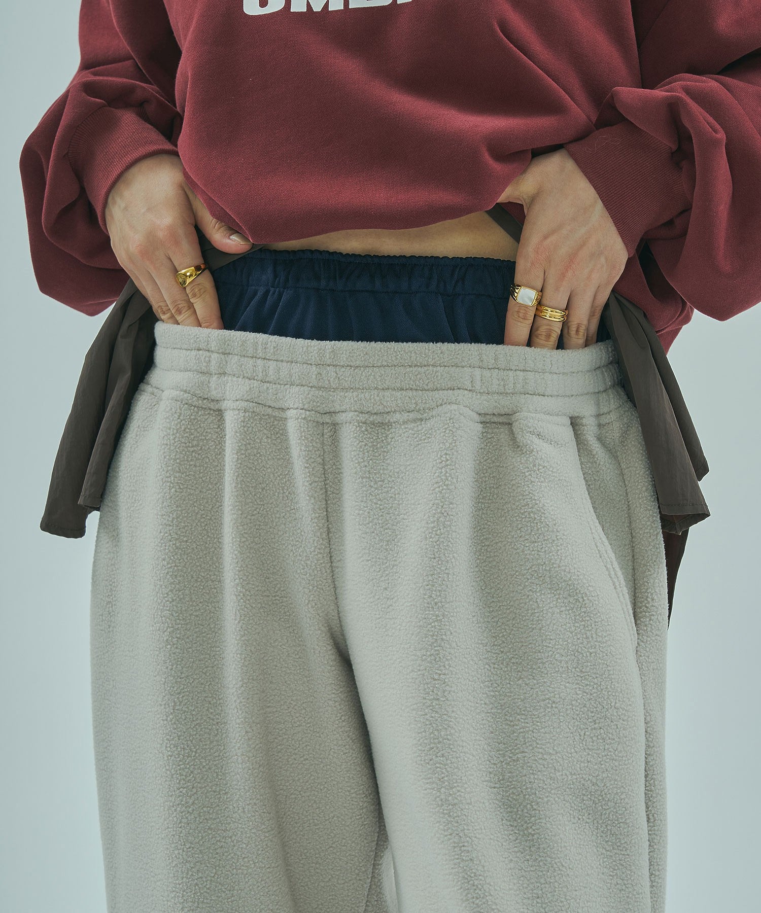 UMBRO × ROSE BUD/DOUBLE WAIST FLEECE PANTS
