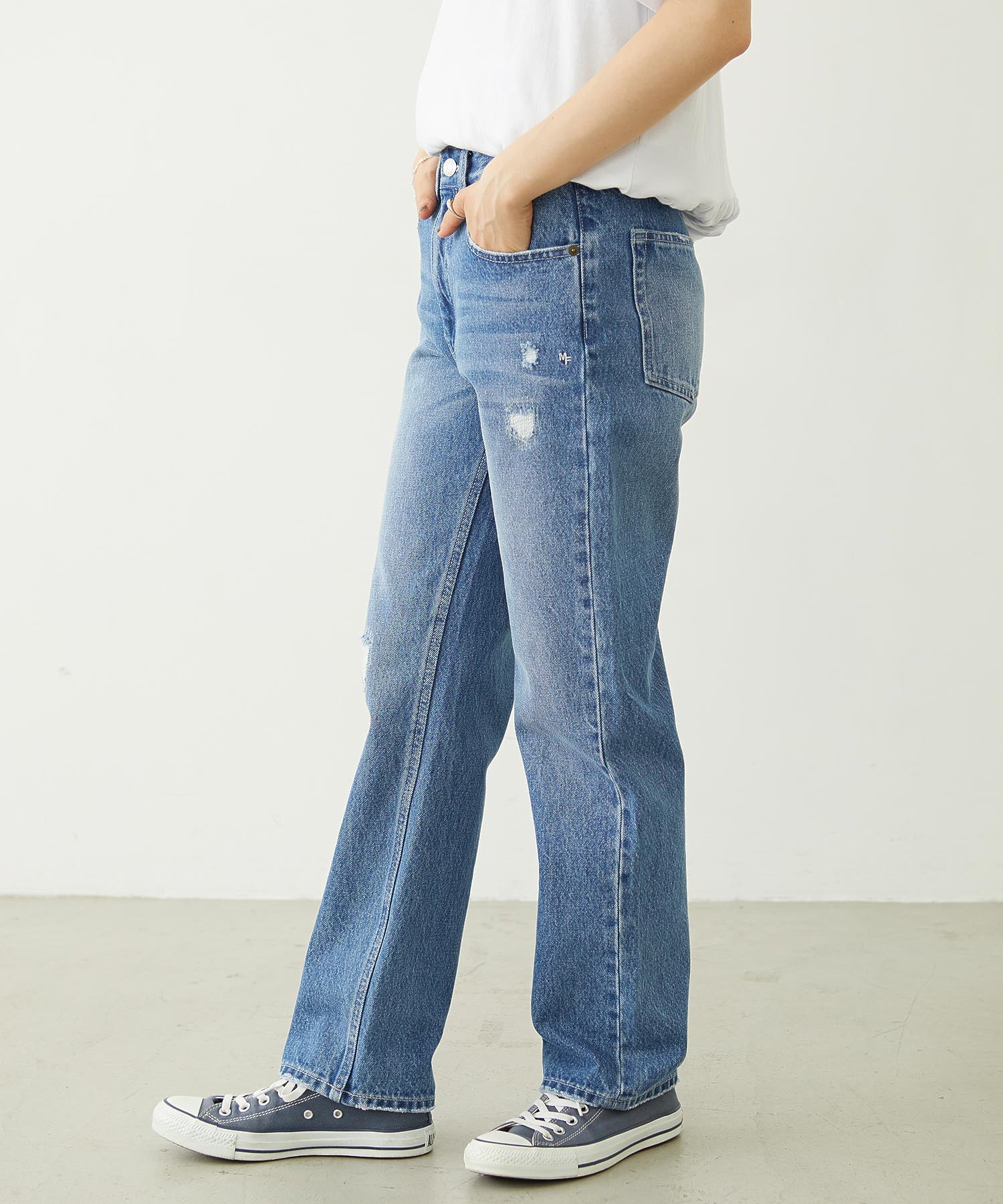 REPAIR DETAIL DENIM PANTS