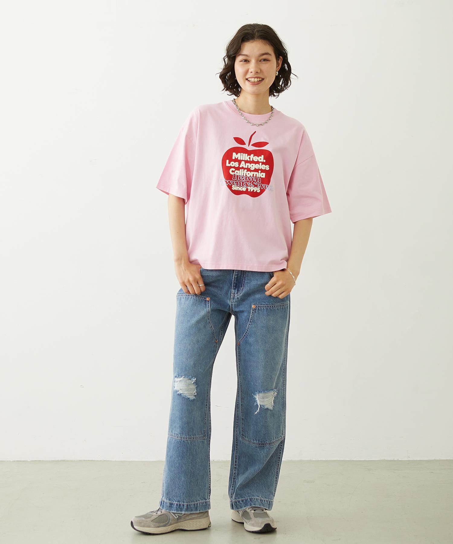 DOUBLE KNEE DISTRESSED DENIM PANTS