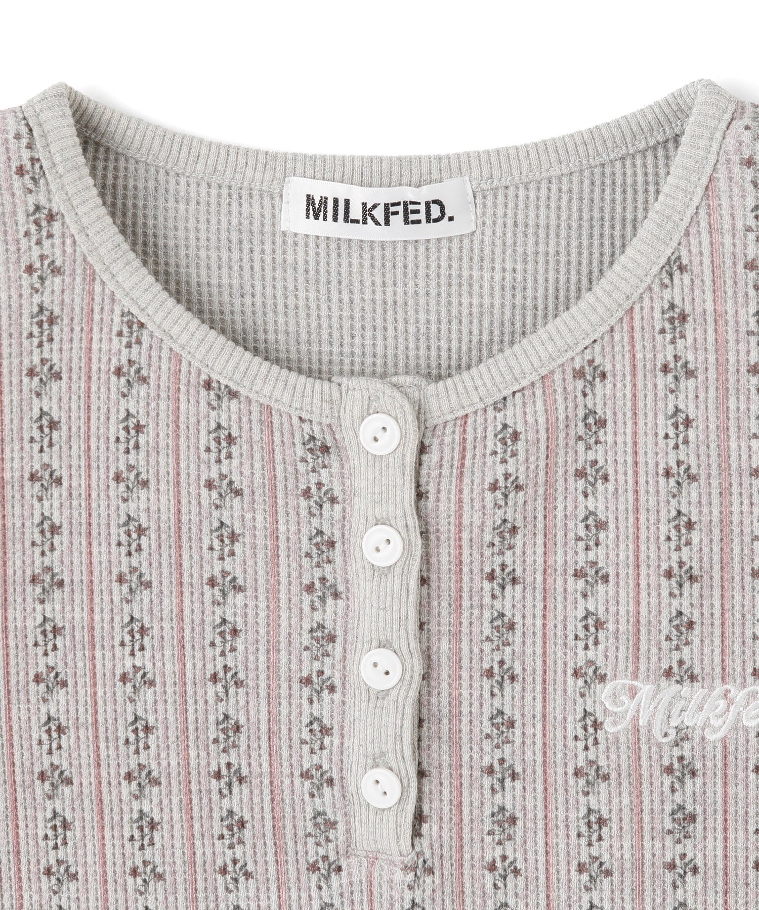 STRIPED FLOWER WAFFLE S/S TOP