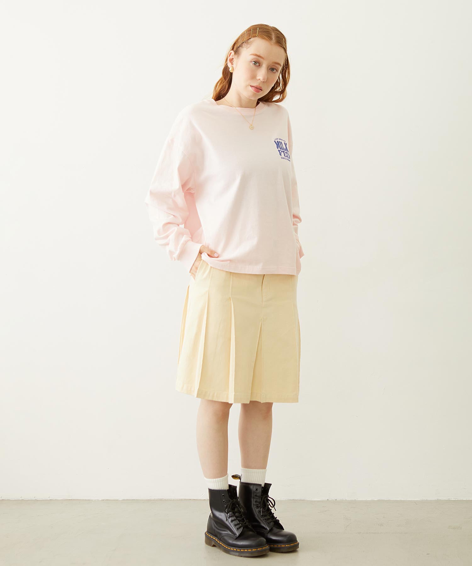 FLOWER DOT PATTERN LOGO WIDE L/S TEE