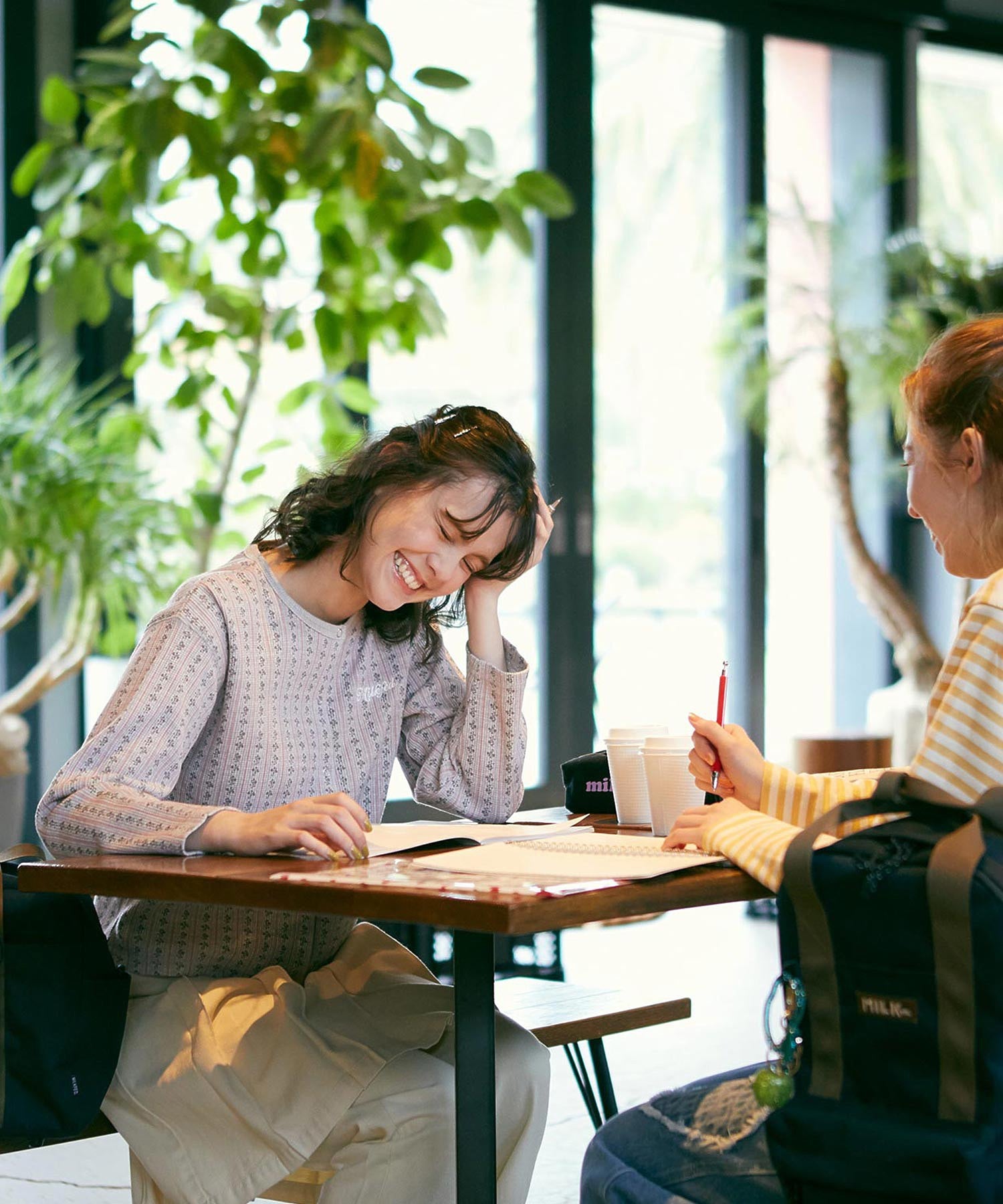 STRIPED FLOWER WAFFLE CARDIGAN