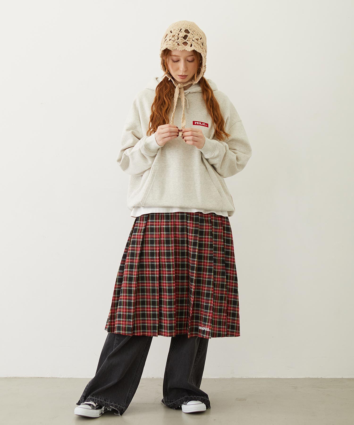 PLEATED PLAID SKIRT