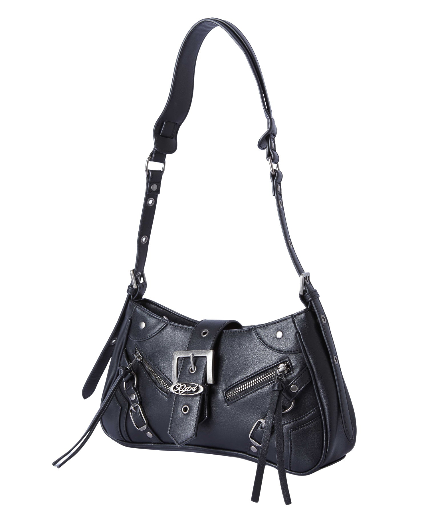 ZIP AND BELT FAUX LEATHER BAG
