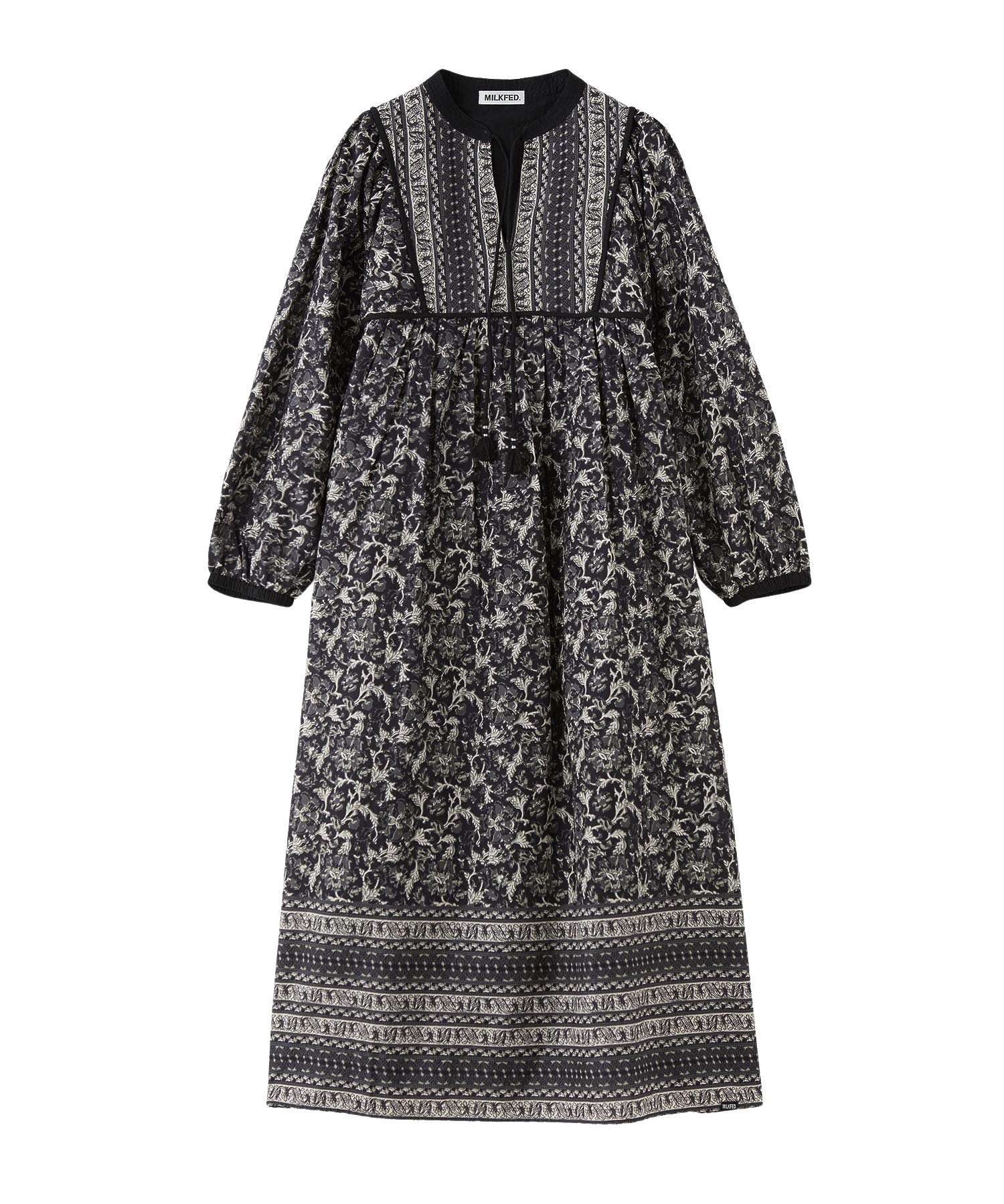 PRINTED TASSEL TIE DRESS