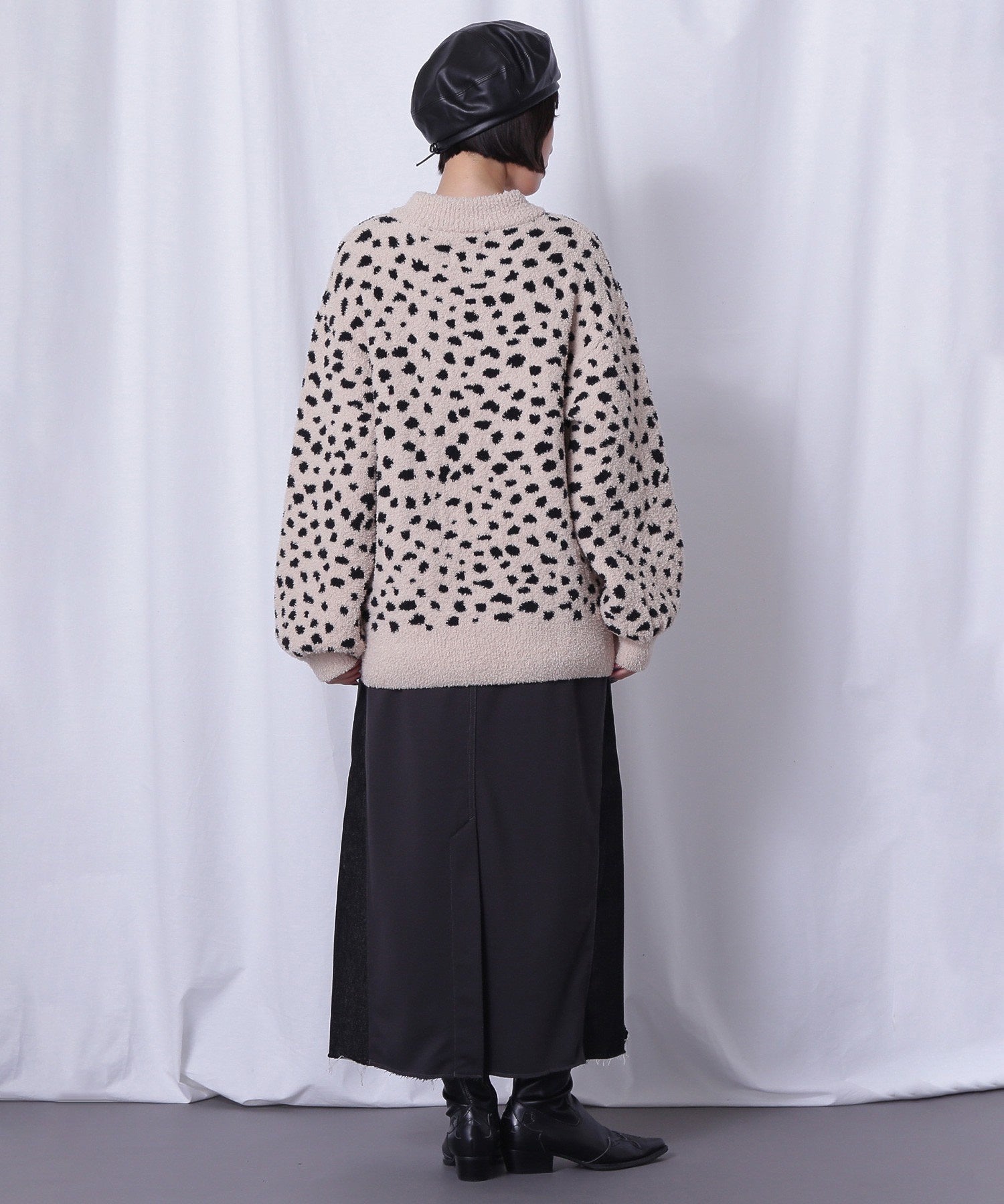 コンチョボタン モコモコ ヘンリーネックトップス