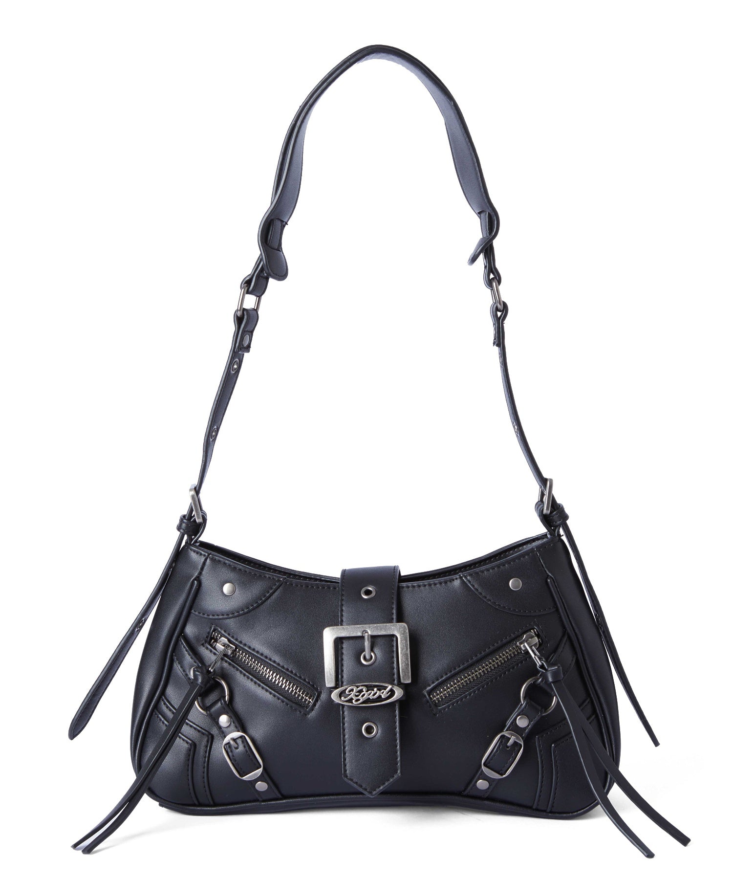 ZIP AND BELT FAUX LEATHER BAG