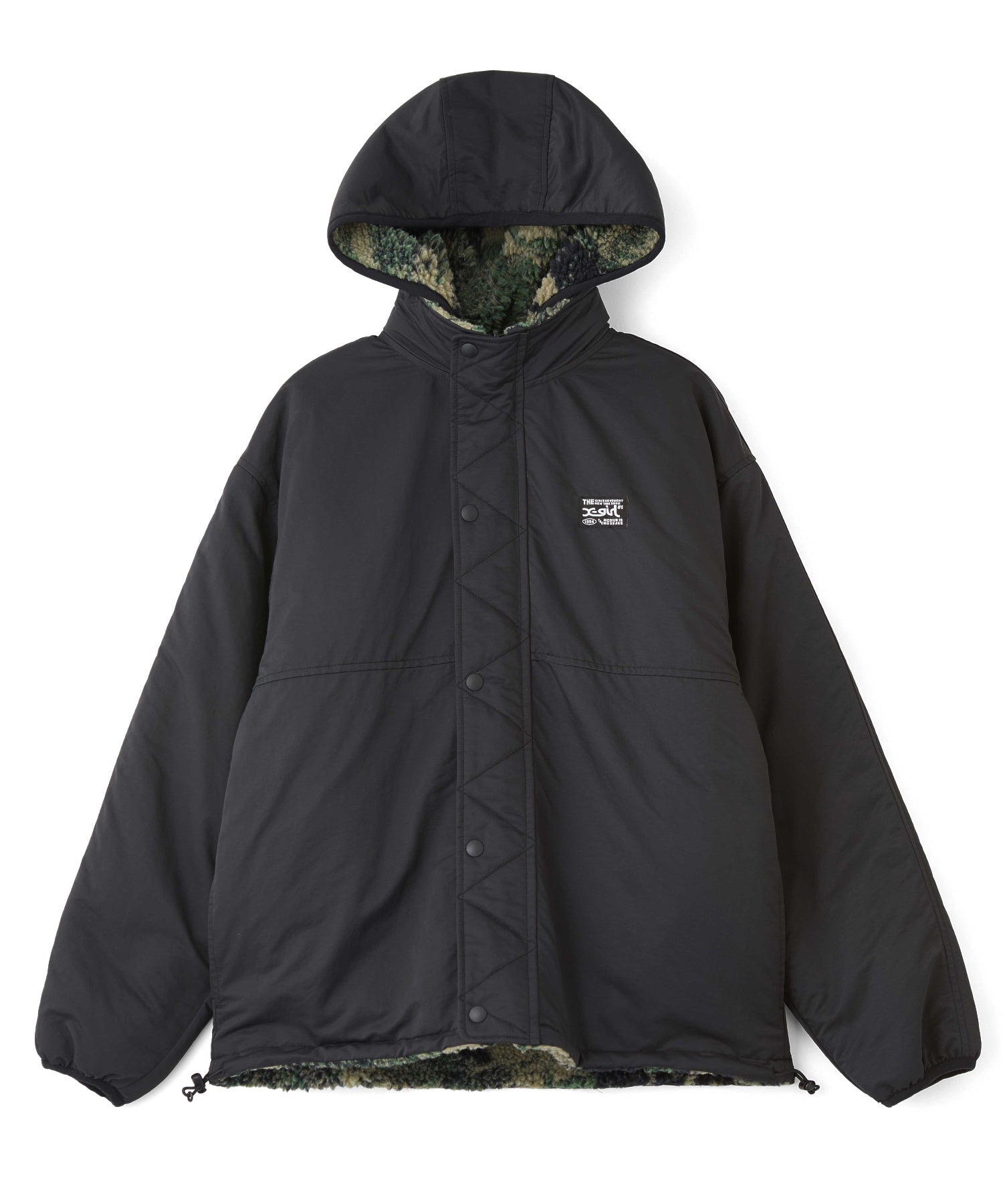 BRUSHED COLLAGE GRAPHIC REVERSIBLE BOA BLOUSON