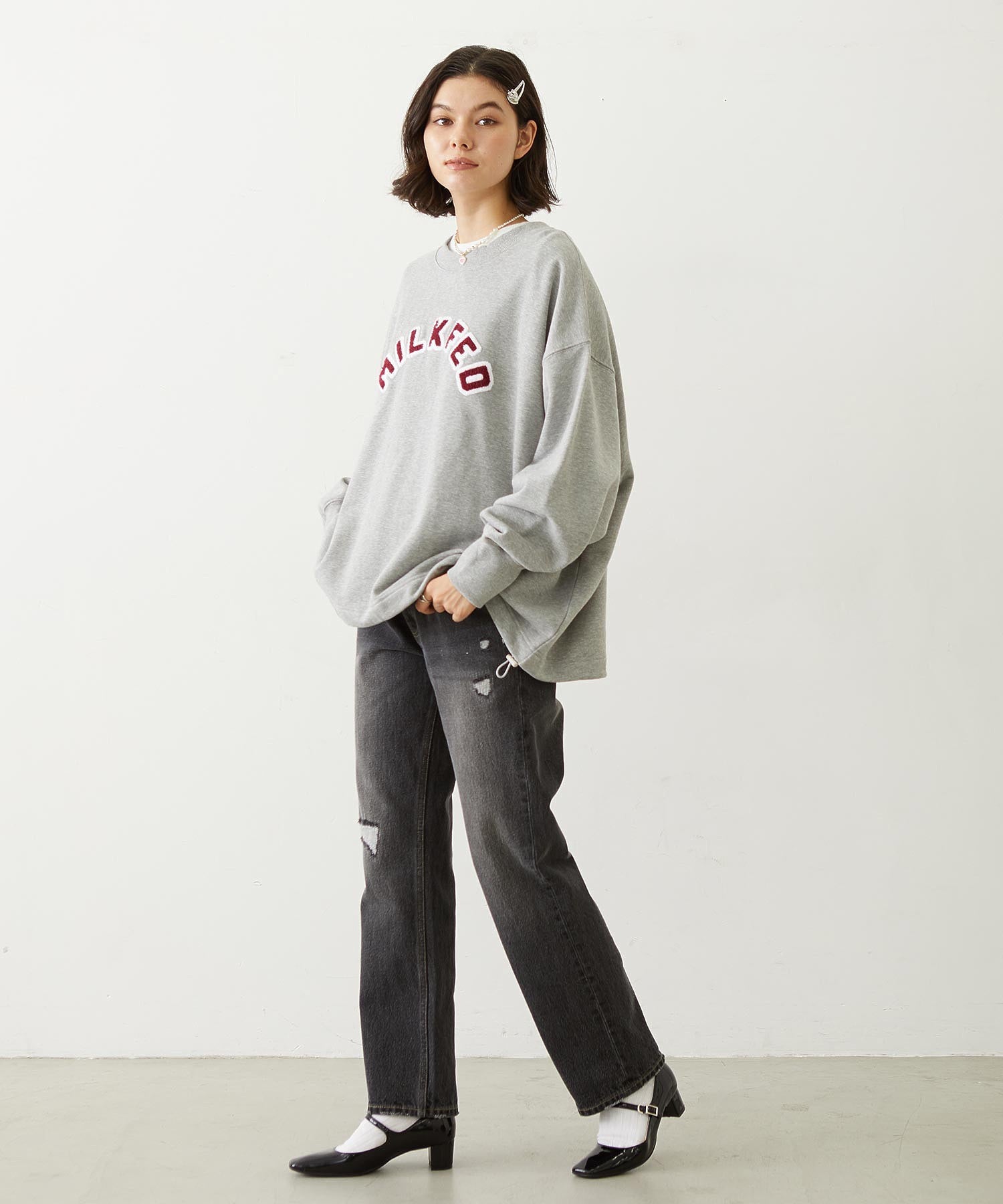 PATCH DRAWSTRING BIG SWEAT TOP