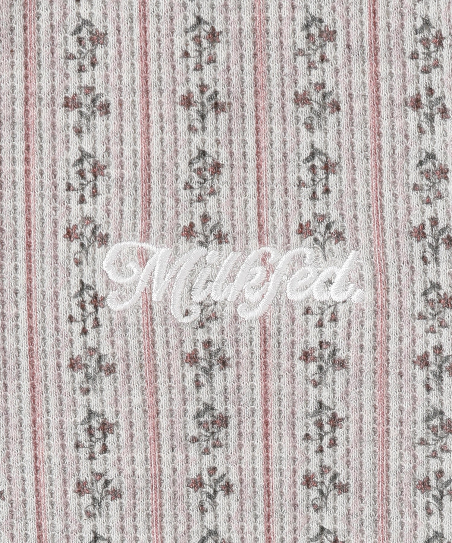 STRIPED FLOWER WAFFLE S/S TOP