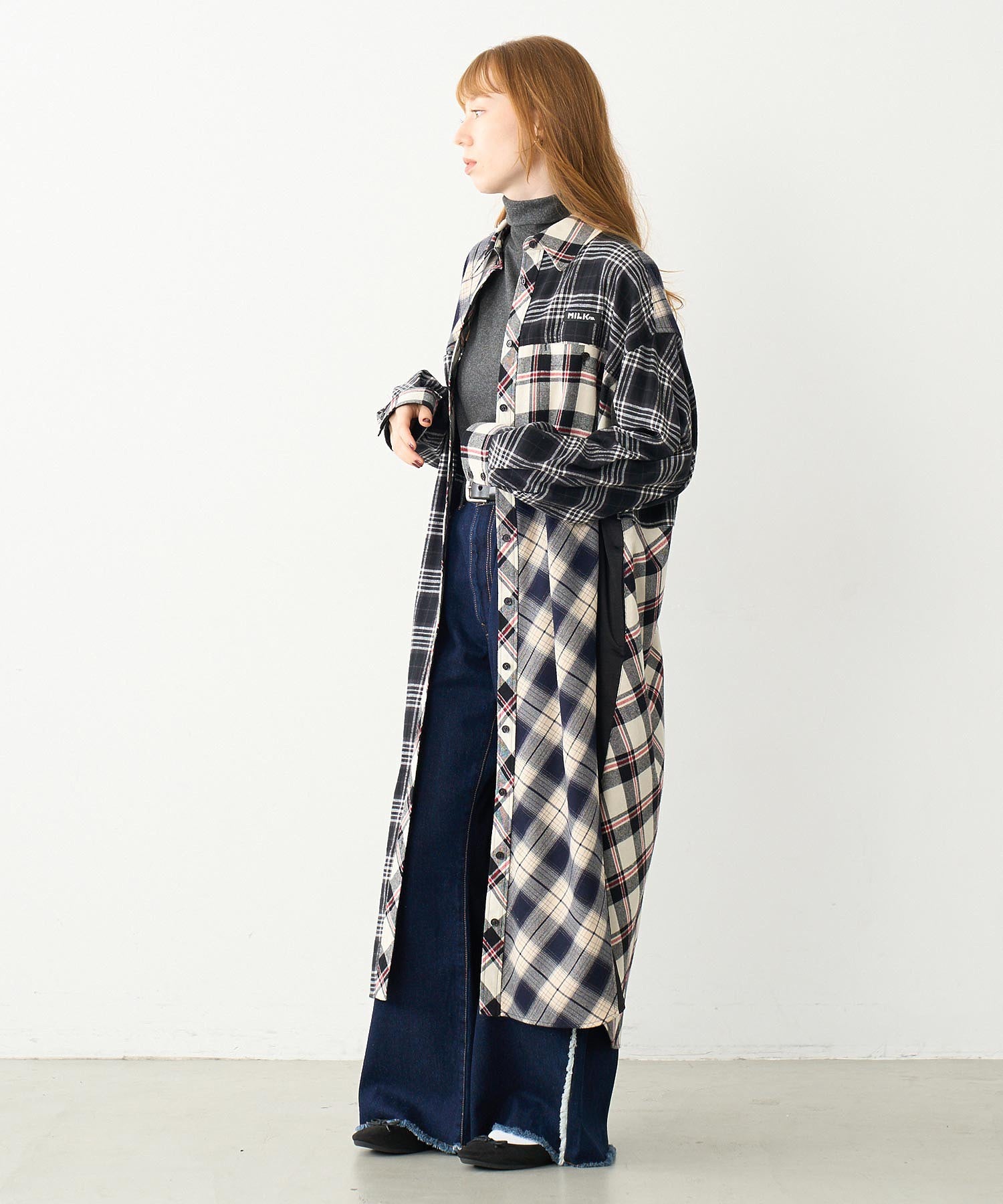 PLAID PATCHWORK SHIRT DRESS