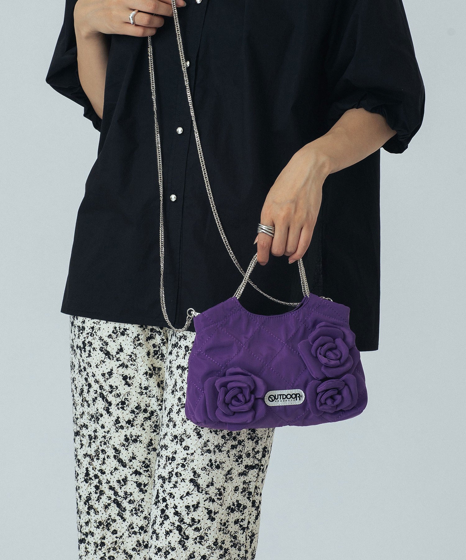 【ROSE BUD別注】OUTDOOR/FLOWER QUILTING MINI BAG