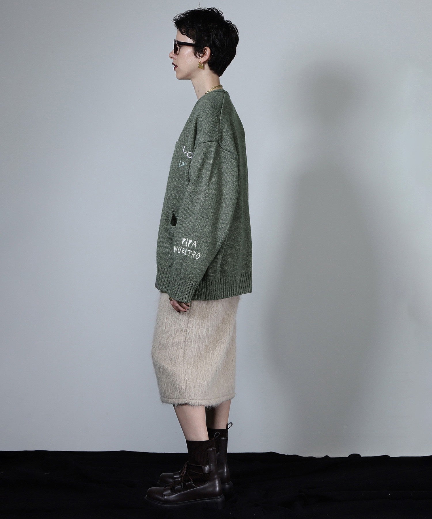 GENE HEAVENS/エンブロイダリー カレッジニットカーディガン