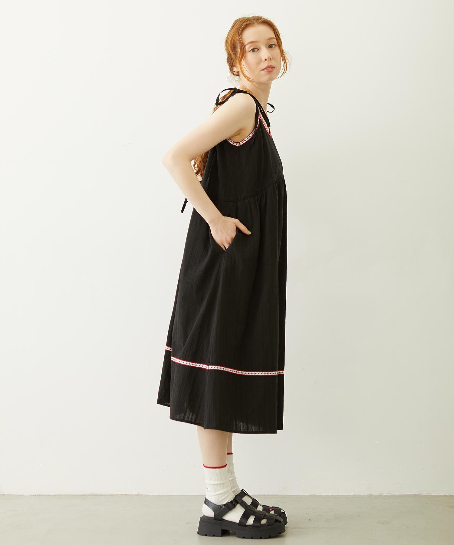 TYROLEAN TAPE CAMI DRESS