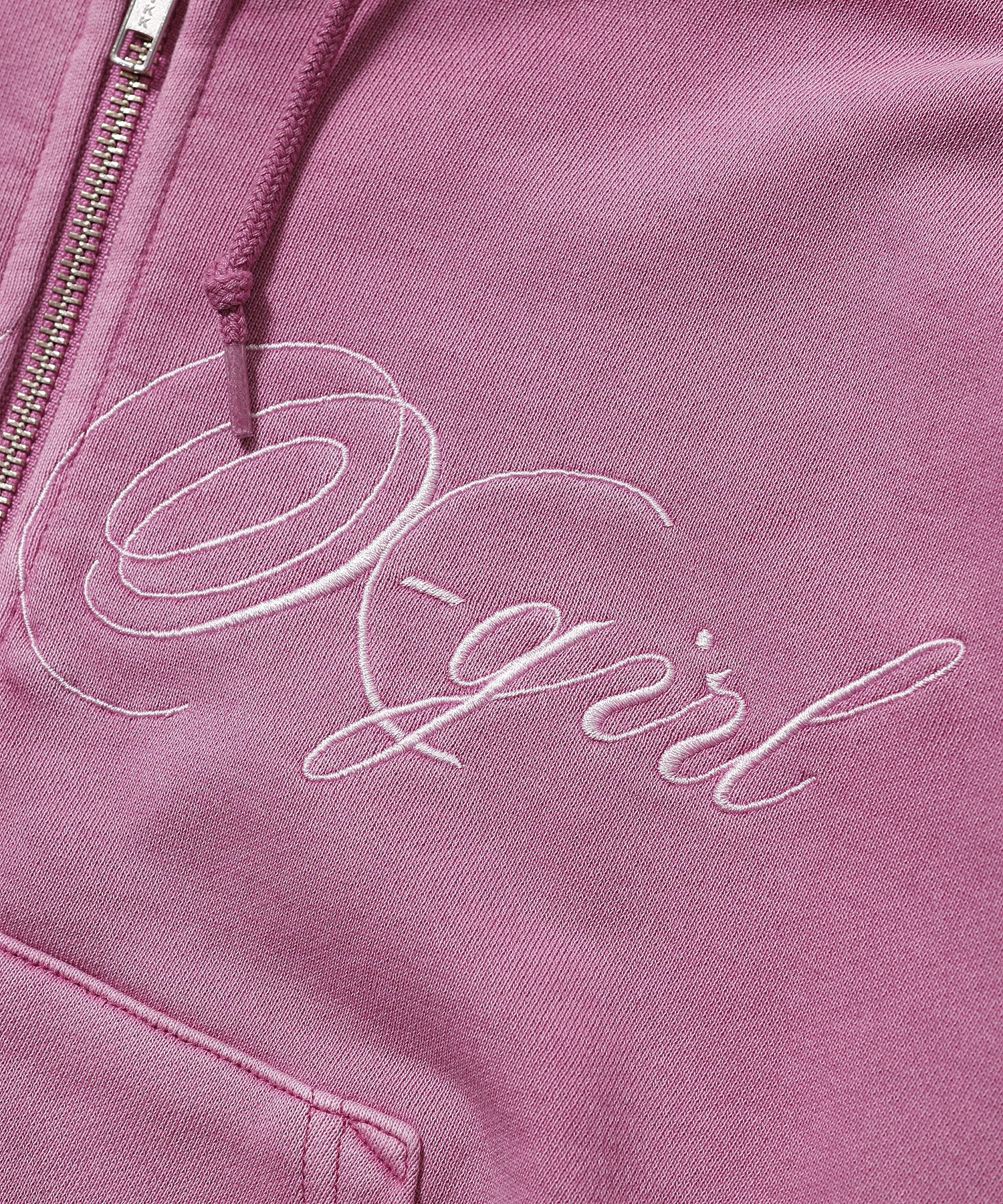 PIGMENT DYED SCRIPT LOGO COMPACT ZIP UP SWEAT HOODIE