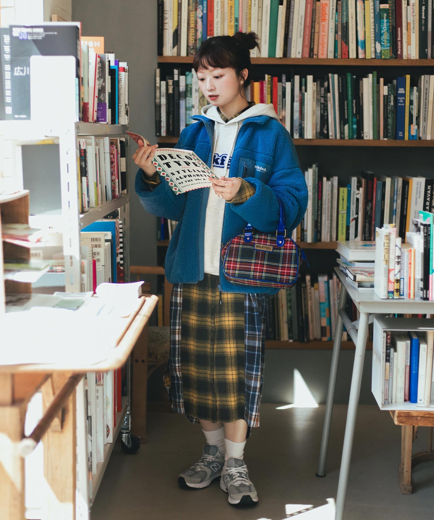 PLAID PATTERN BOSTON BAG