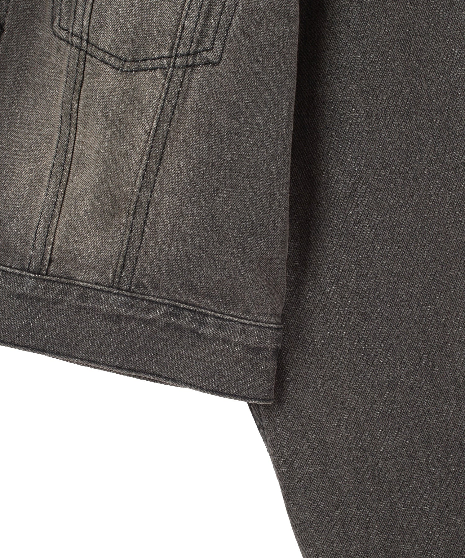 FADED FACE LABEL COMPACT DENIM JACKET