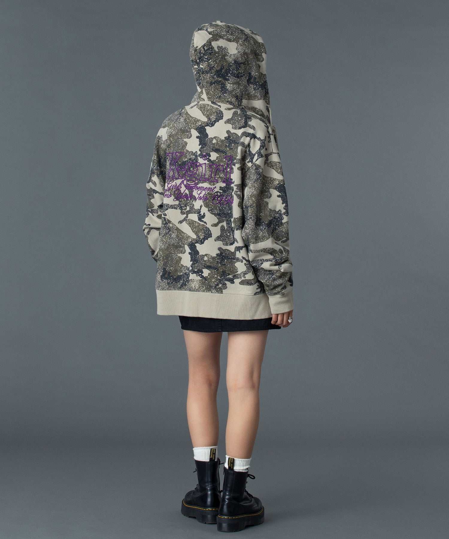 EMBROIDERED LOGO ZIP UP SWEAT HOODIE