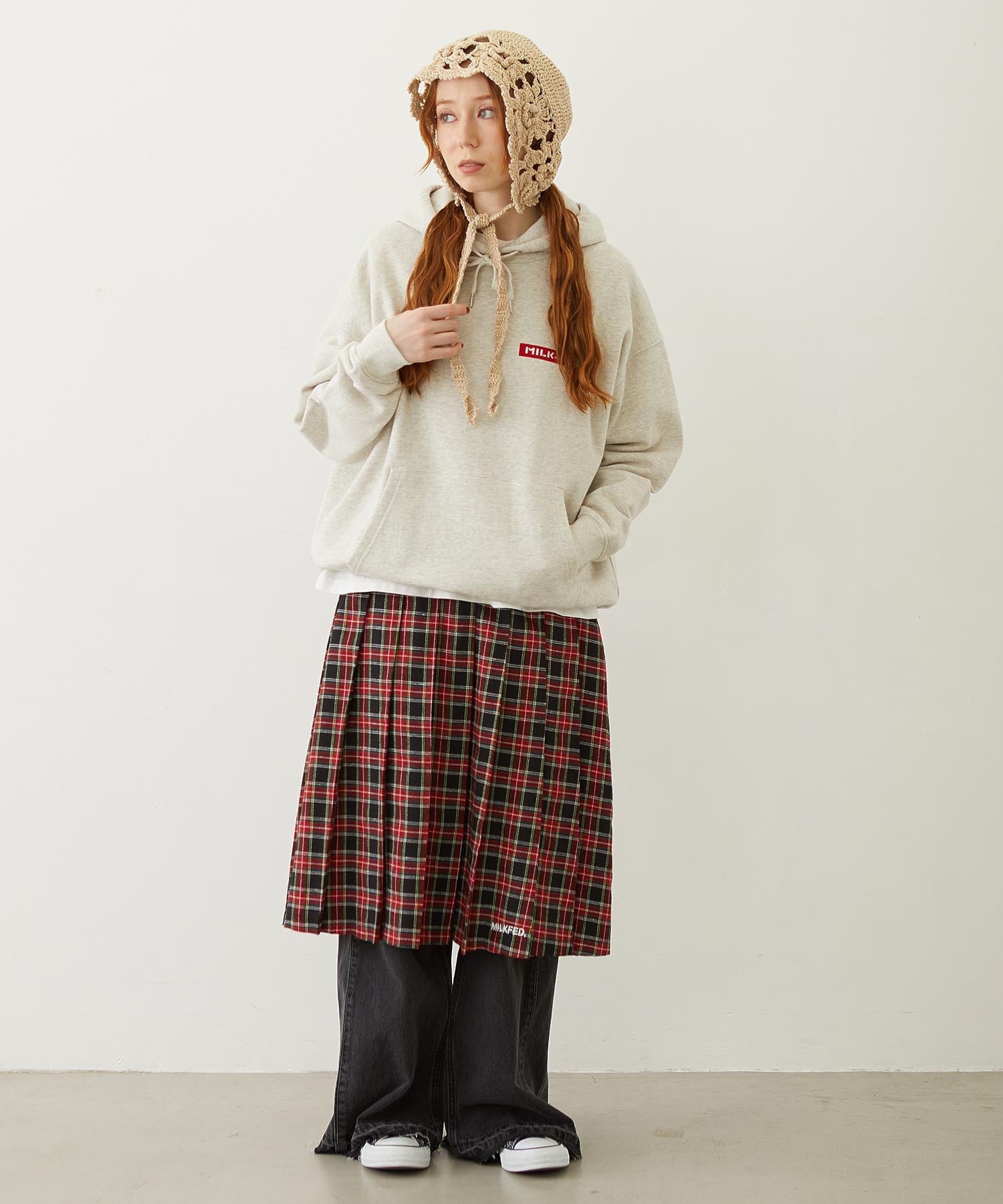 PLEATED PLAID SKIRT