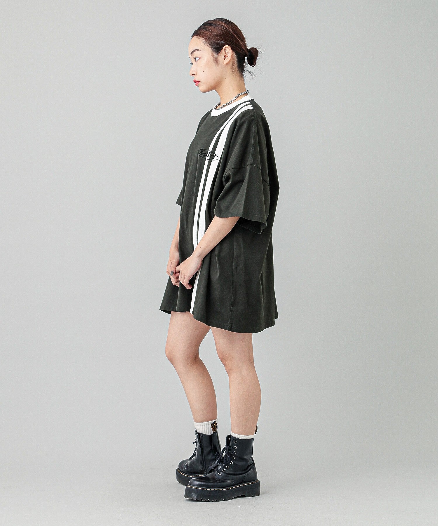 DOUBLE STRIPE S/S BIG TEE DRESS