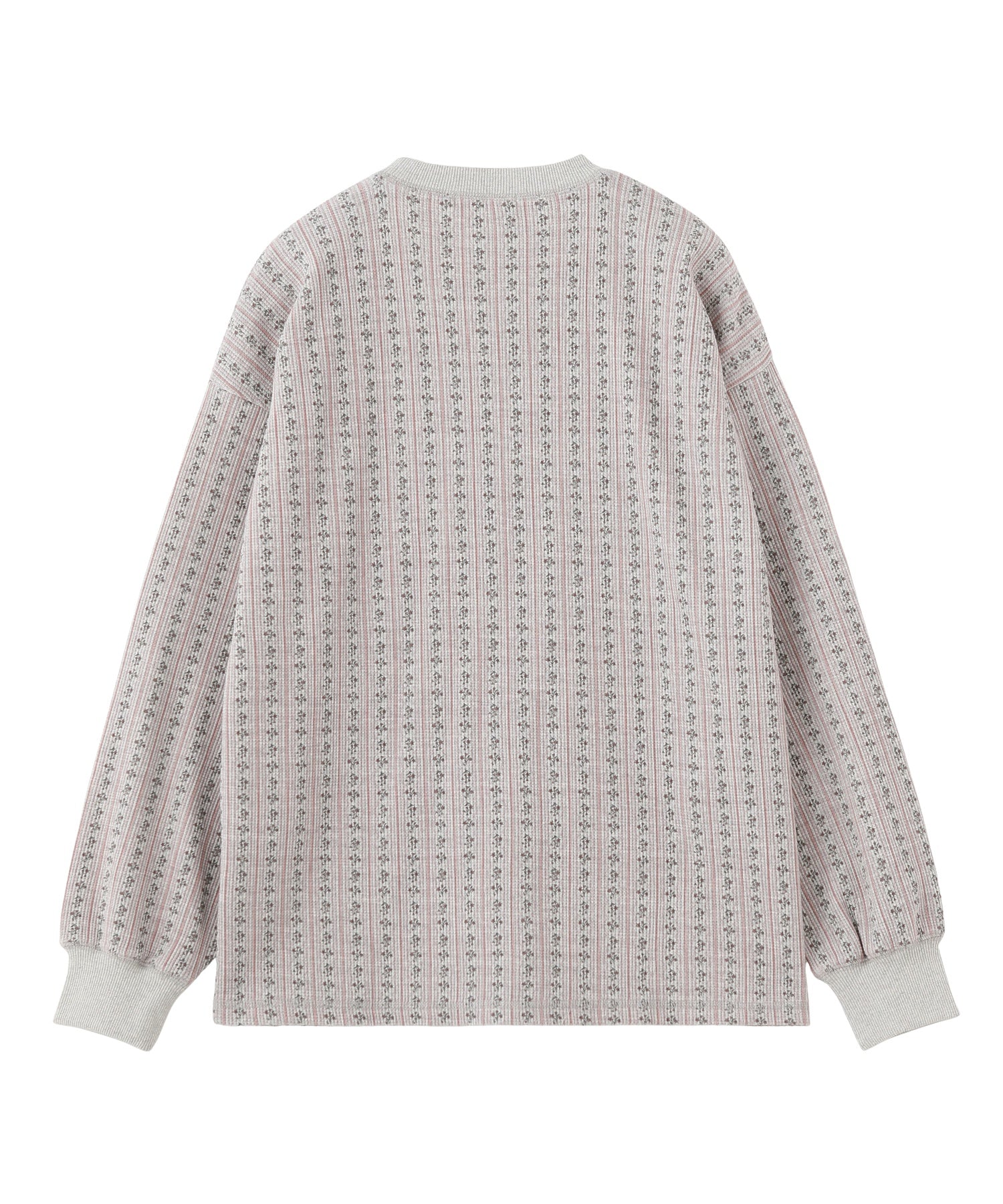 STRIPED FLOWER WAFFLE L/S TOP