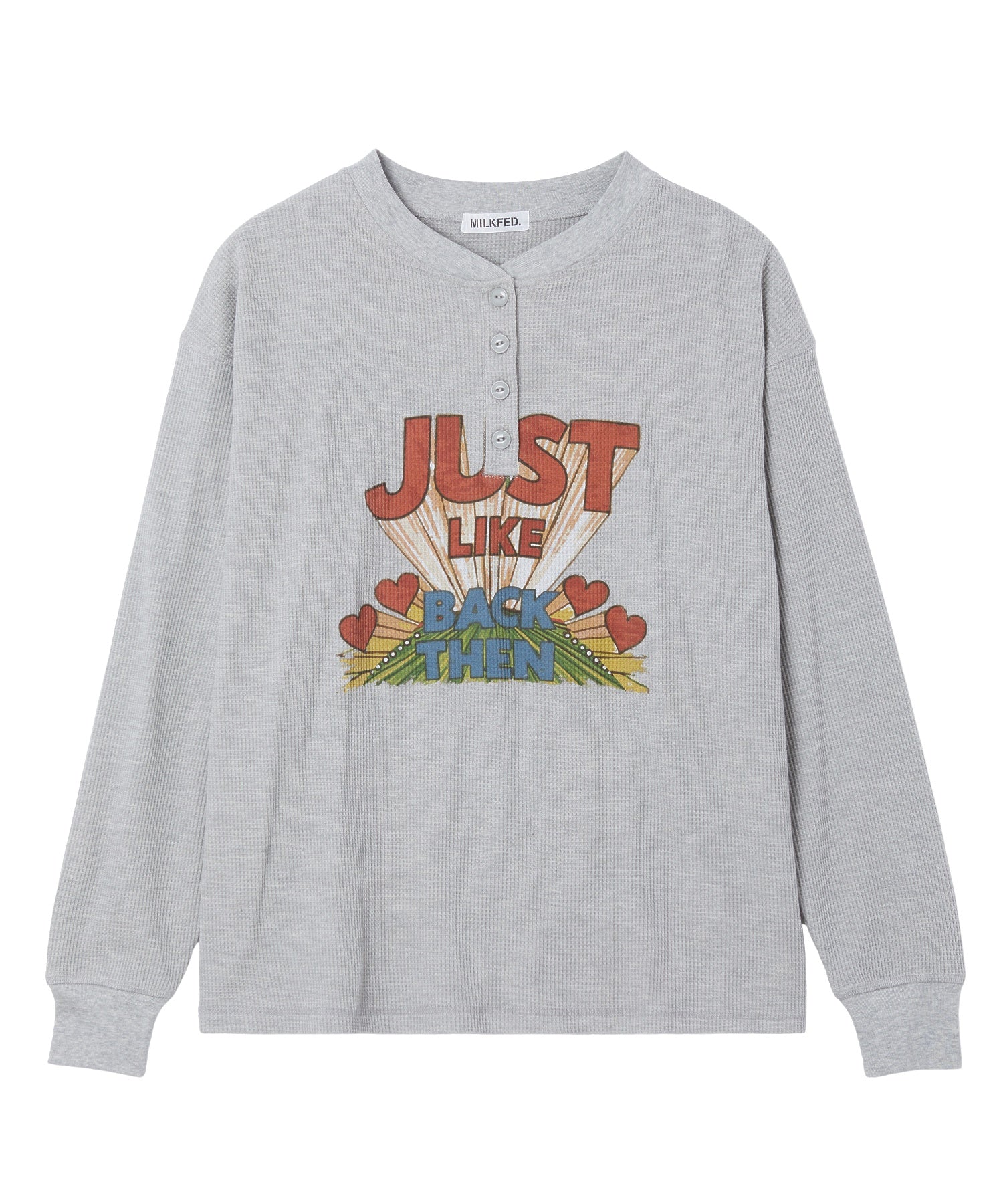 HENLEY NECK GRAPHIC L/S TOP