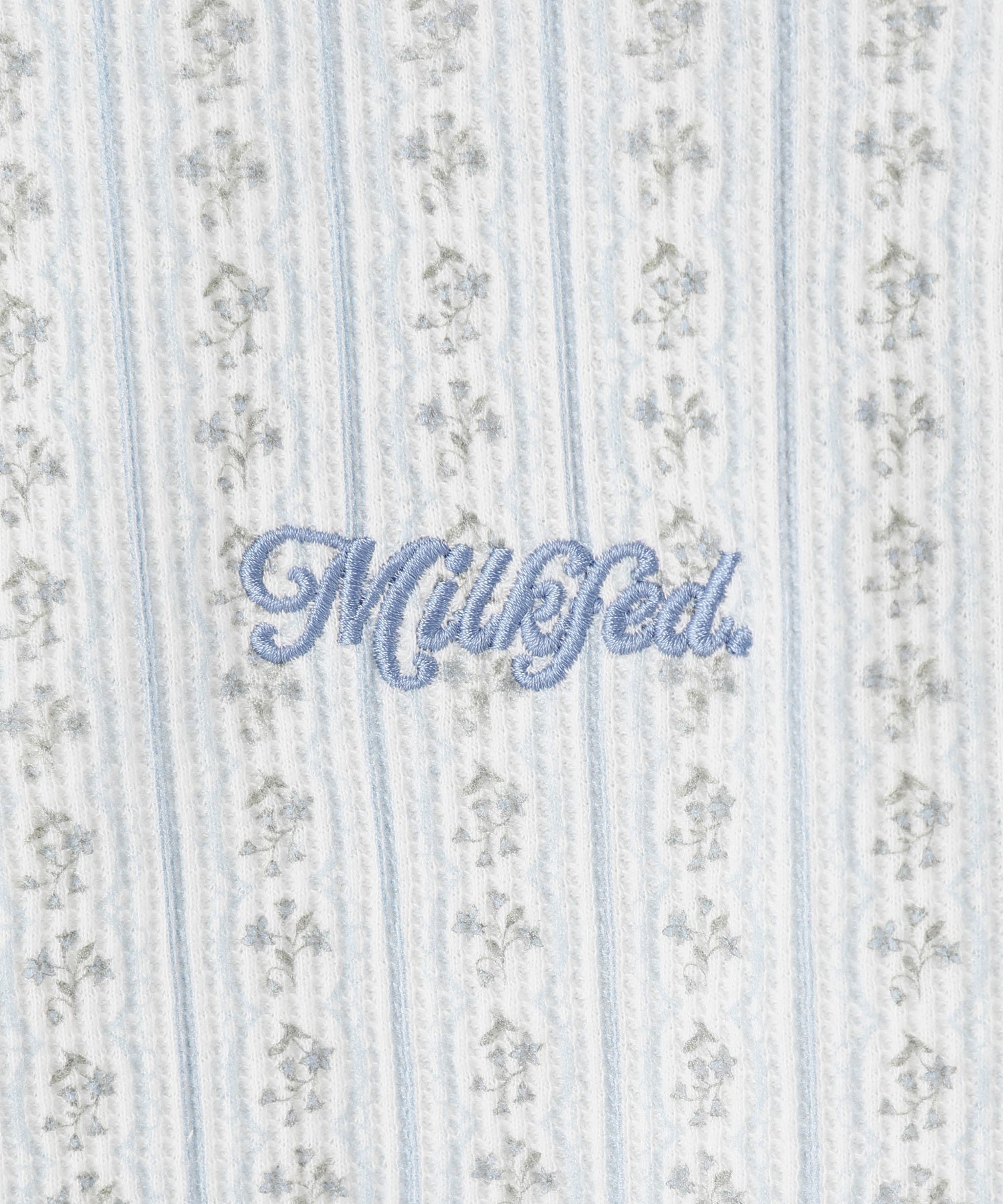 STRIPED FLOWER WAFFLE CARDIGAN