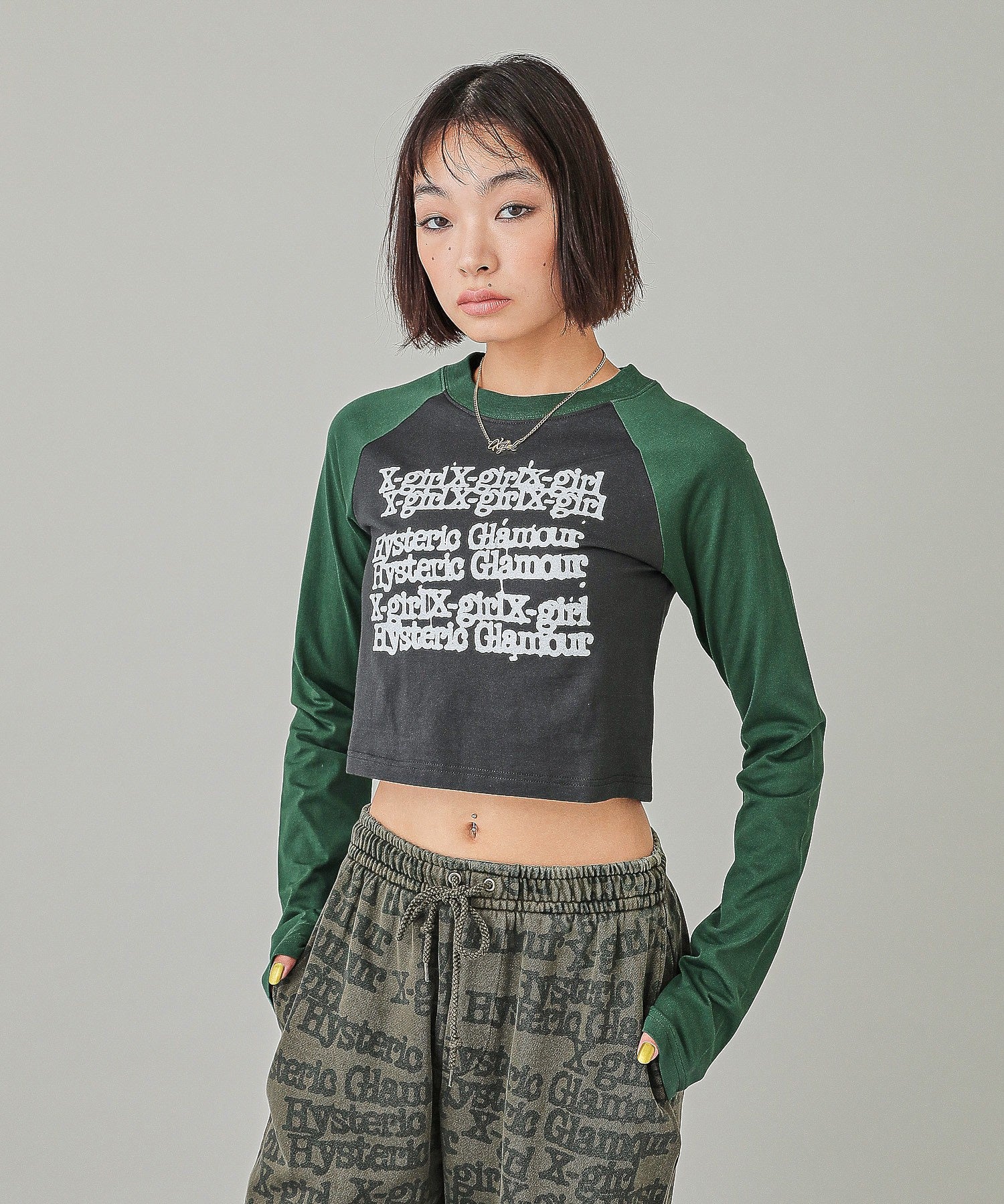 X-girl x HYSTERIC GLAMOUR L/S RAGLAN COMPACT TOP